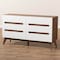 Baxton Studio Calypso Mid-Century White and Walnut Wood 6-Drawer Storage Dresser 137-7502 - alternate 5
